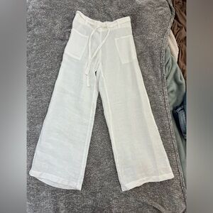 White 100% linen pants from Greece
